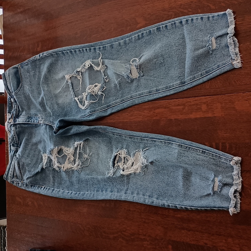 Tinseltown Distressed 5 Pocket High Rise Jeans b200